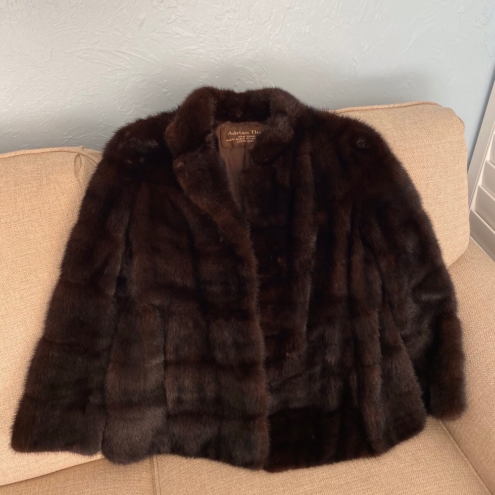 Genuine chocolate brown mink fur coat